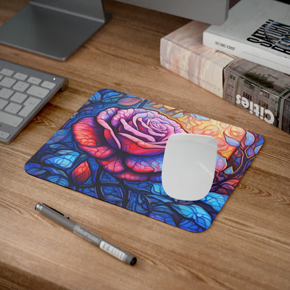Tapis de Souris Rose Artistique 22x18cm Style Vitrail Coloré et Romantique Idée cadeau bureau