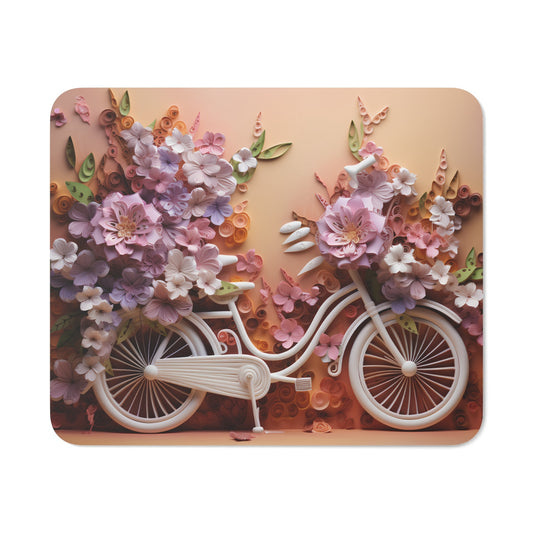 Tapis de Souris Vélo Fleuri Design Quilling Papier Art Pastel Idée cadeau original