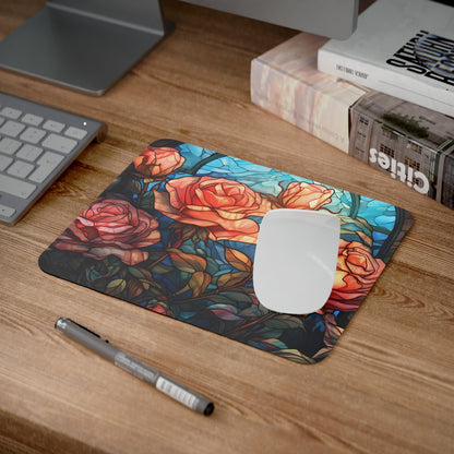 Tapis de Souris  22x18cm Vitrail Roses Élégance Florale Artistique et Lumineuse Idée cadeau