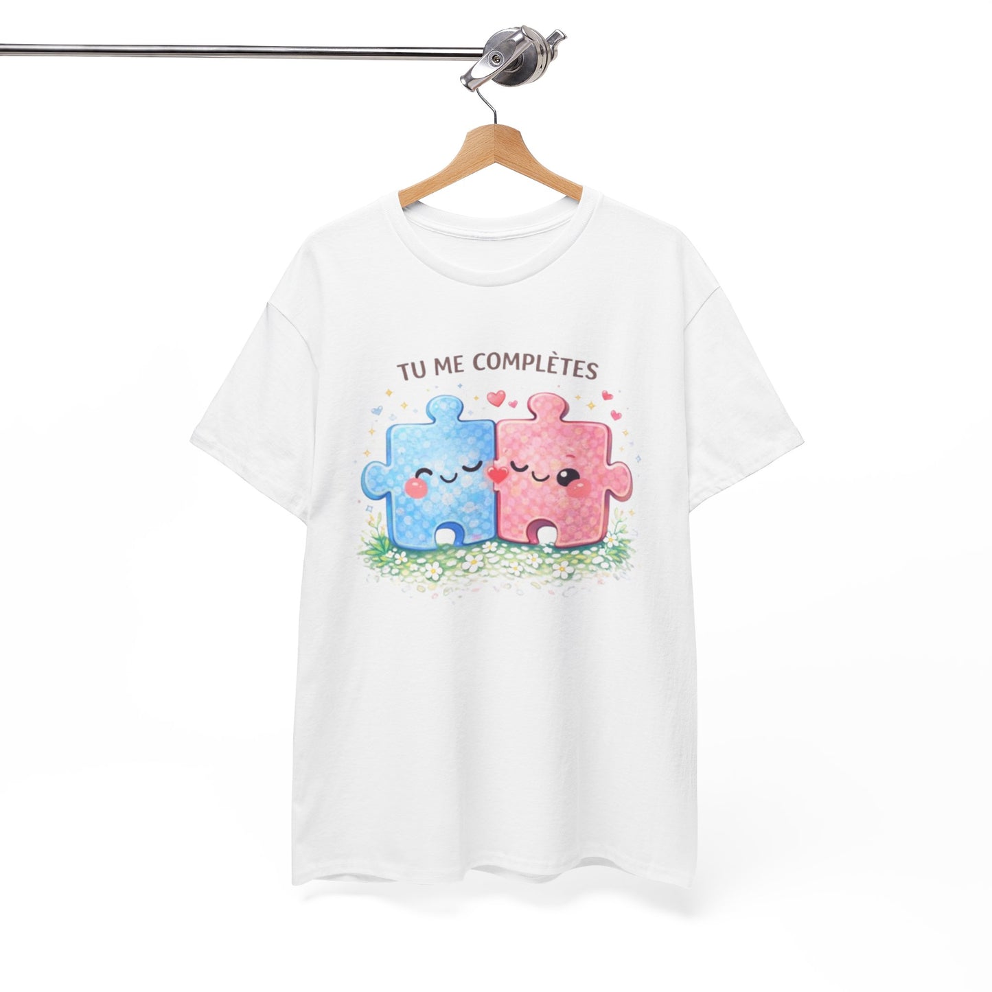 Tee Shirt Tu Me Complètes Puzzle Couple Amour – T-shirt Romantique Saint Valentin – Idée Cadeau