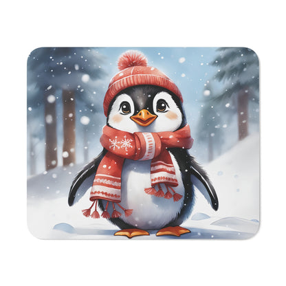 Tapis de Souris Pingouin Hiver Pingouin Mignon avec Bonnet et Écharpe dans la Neige Idée cadeau