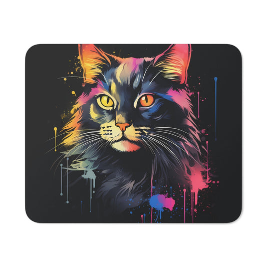 Tapis de Souris Chat Multicolore Style Graffiti  Art Numérique Néon Moderne Idée cadeau animal