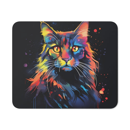 Tapis de Souris Chat Coloré Art Moderne Portrait Néon Style Graffiti Urbain Idée cadeau
