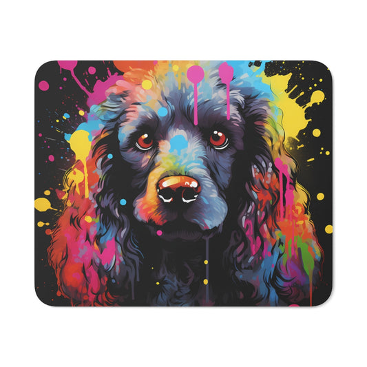 Tapis de Souris Chien Artistique Portrait Pop Art Coloré de Cocker Noir Idée cadeau