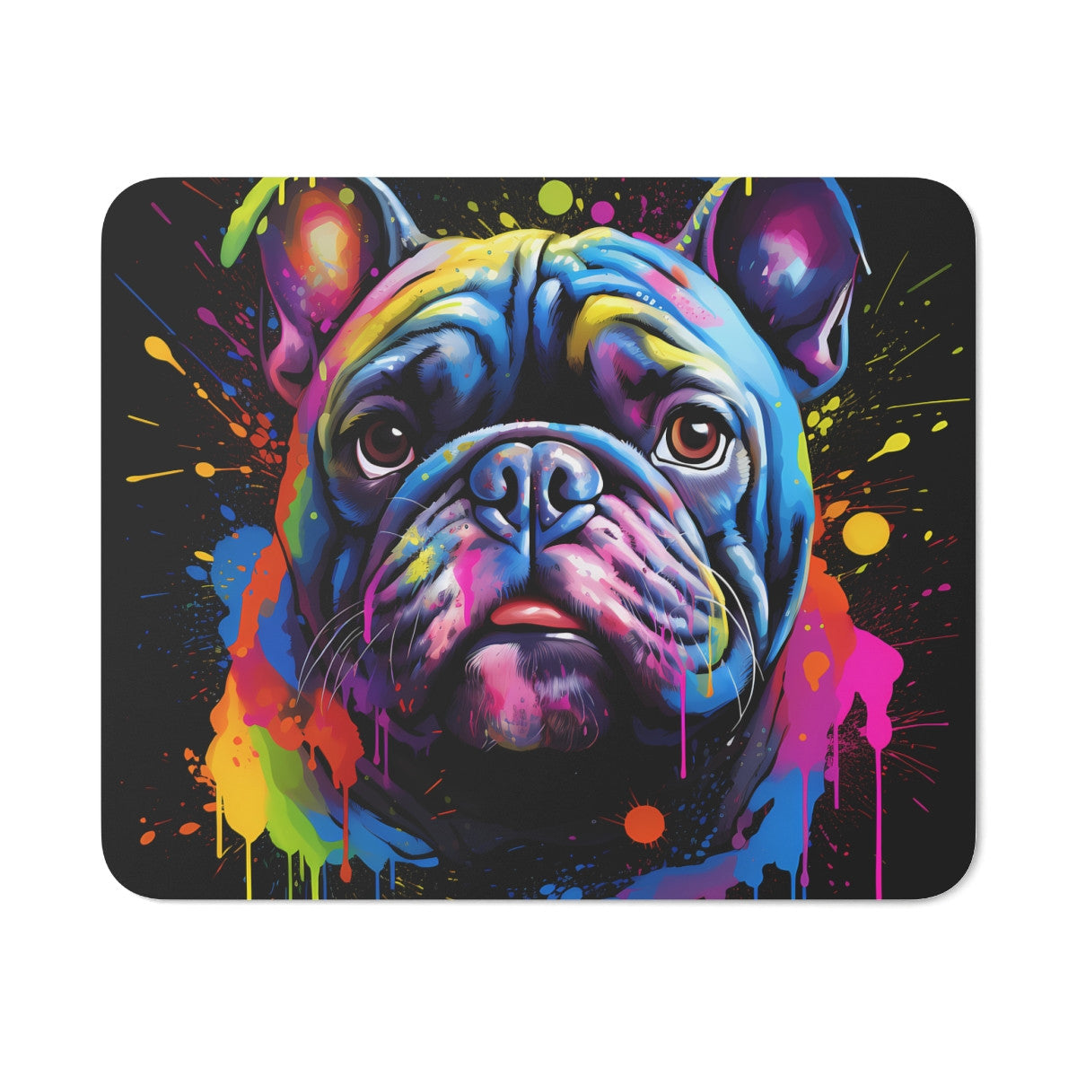 Tapis de Souris Bouledogue Français Pop Art  Design Color Splash Moderne Idée cadeau