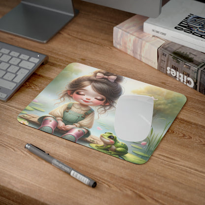 Tapis de Souris  Petite Fille Assise avec Grenouille et Nénuphars Idée cadeau