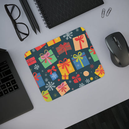 Tapis de Souris Noël Cadeaux Multicolores Design Graphique Moderne avec Flocons de Neige