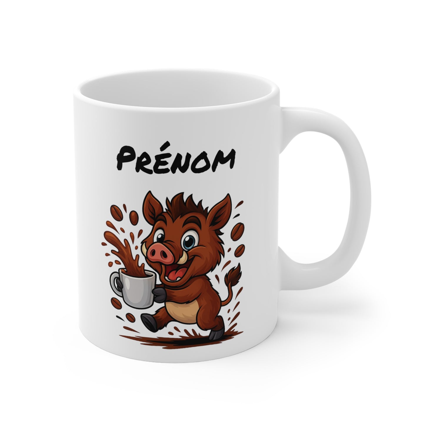 Mug Sanglier Personnalisable – Tasse Mignonne en Céramique 325ml avec Prénom – Animal de la Forêt