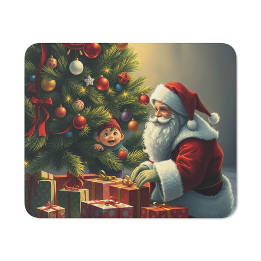 Tapis de Souris Noël Traditionnel  Père Noël & Enfant sous le Sapin