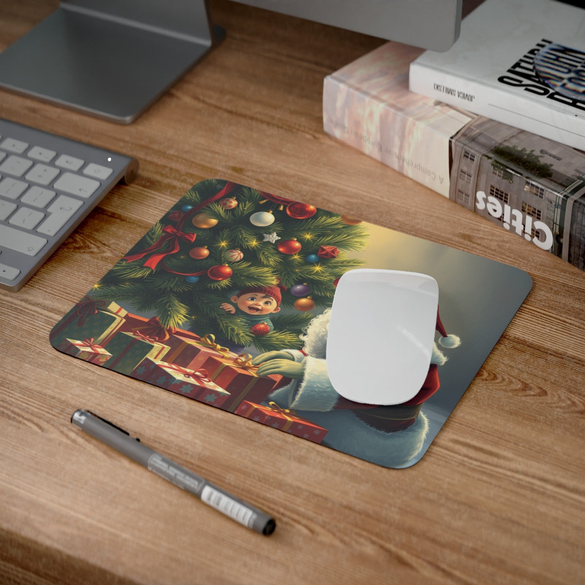 Tapis de Souris Noël Traditionnel  Père Noël & Enfant sous le Sapin