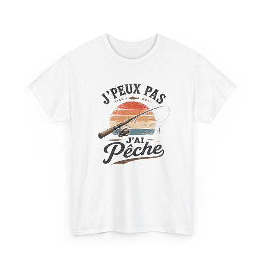 T-Shirt Pêche Humour Homme Femme – J’Peux Pas J’Ai Pêche – Tee Shirt Pêcheur Vintage