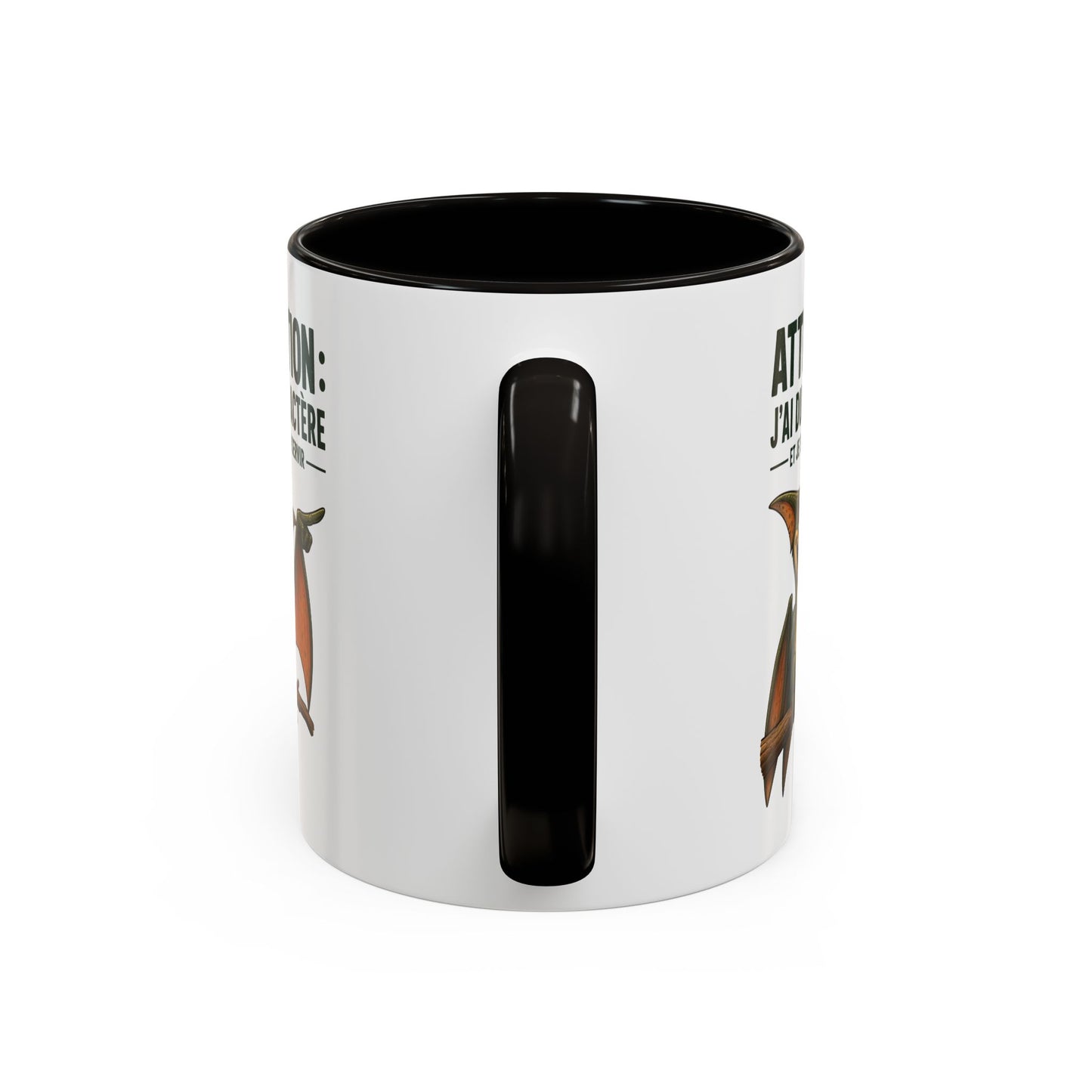 Mug Humoristique – Tasse Dinosaure Volant au Fort Caractère – Cadeau Original Homme et Femme, Ami ou Collègue – 325 ml Noir Bleu Rouge
