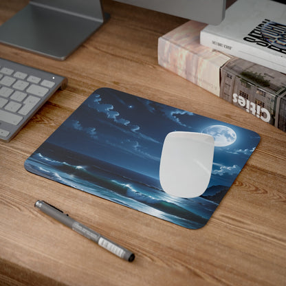 Tapis de Souris Océan de Nuit avec Pleine Lune Paysage Marin Nocturne Apaisant et Étoilé