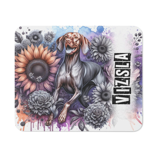 Tapis de Souris Vizsla Artistique avec Fleurs Chien Sportif et Élégant au Milieu de Tournesols et Dahlias