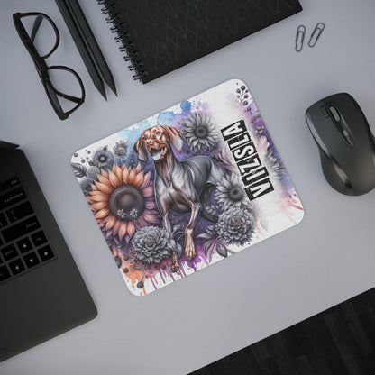 Tapis de Souris Vizsla Artistique avec Fleurs Chien Sportif et Élégant au Milieu de Tournesols et Dahlias
