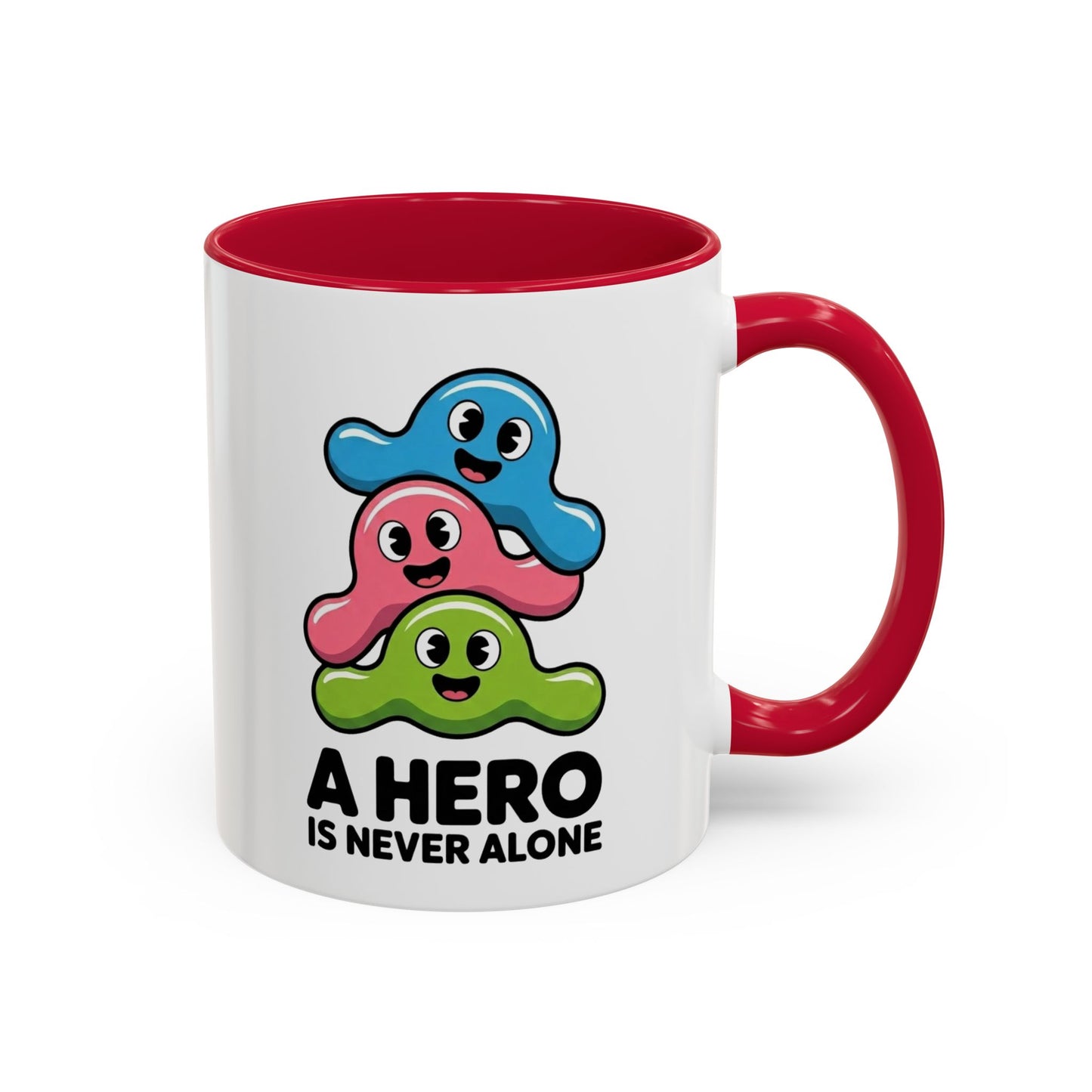 Mug Bactéries Humoristique – Tasse Microbes Fun A Hero Is Never Alone – Cadeau Original Drôle – Céramique 325ml Noir Bleu Rouge