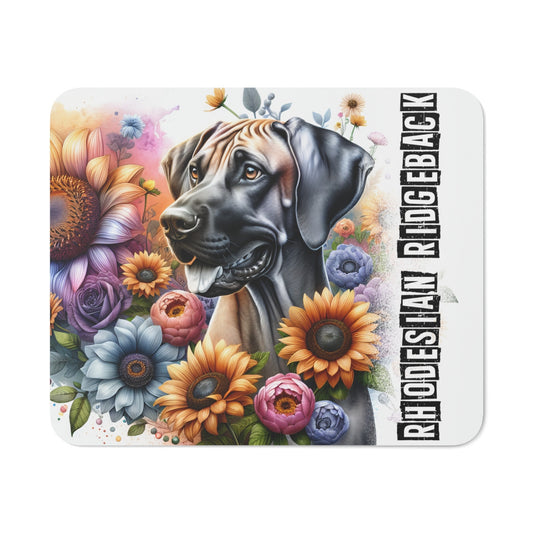 Tapis de Souris Rhodesian Ridgeback Illustré avec Fleurs  Chien Africain Élégant dans un Décor Floral Coloré