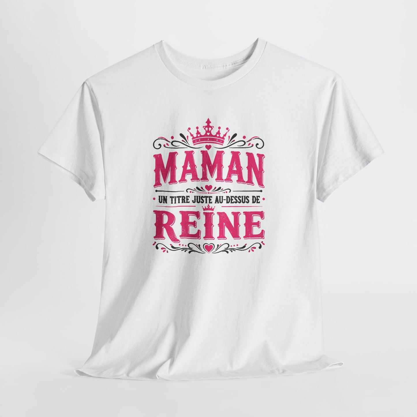 Tee Shirt Femme Maman Reine Mère Humour Famille Couronne Idée Cadeau Fête des Mères Anniversaire