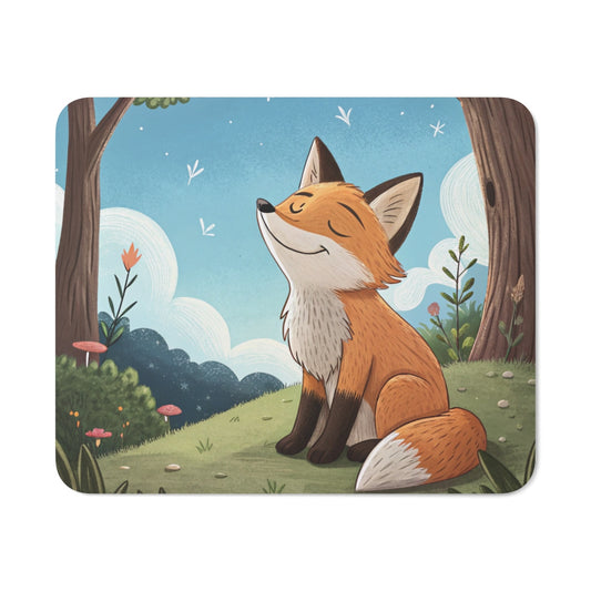 Tapis de Souris Renard Dessin Animé  Animal Mignon dans Forêt Enchantée