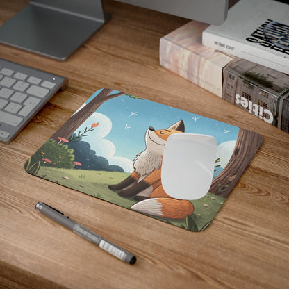 Tapis de Souris Renard Dessin Animé  Animal Mignon dans Forêt Enchantée