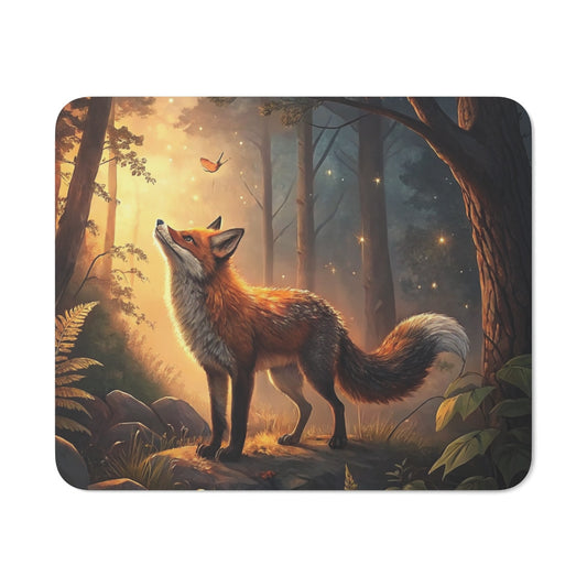 Tapis de Souris Renard Magique en Forêt d’Automne – Illustration Poétique avec Feuilles et Lumières Dorées