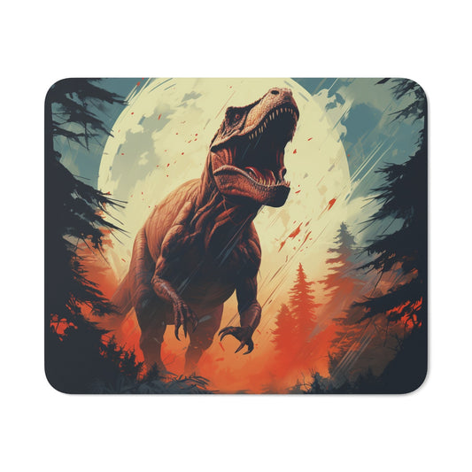 Tapis de Souris T-Rex Jurassic Dinosaure Tyrannosaure en Forêt sous Pleine Lune
