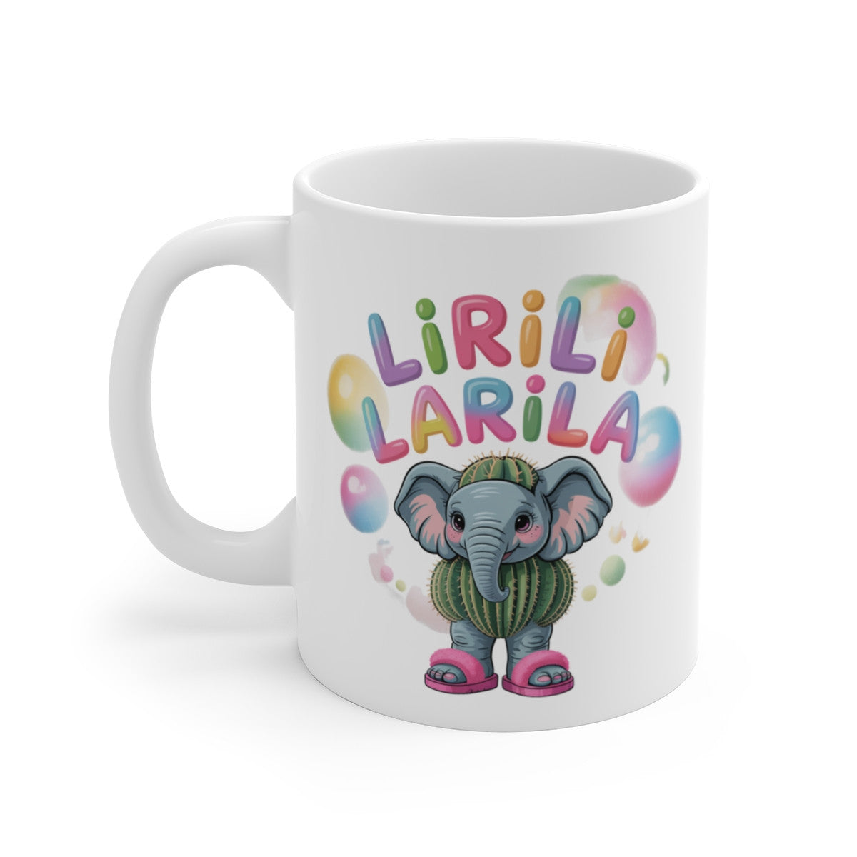 Mug Lirili Larila 325ml – Tasse Éléphant Cactus Rigolo Original Cadeau Humour