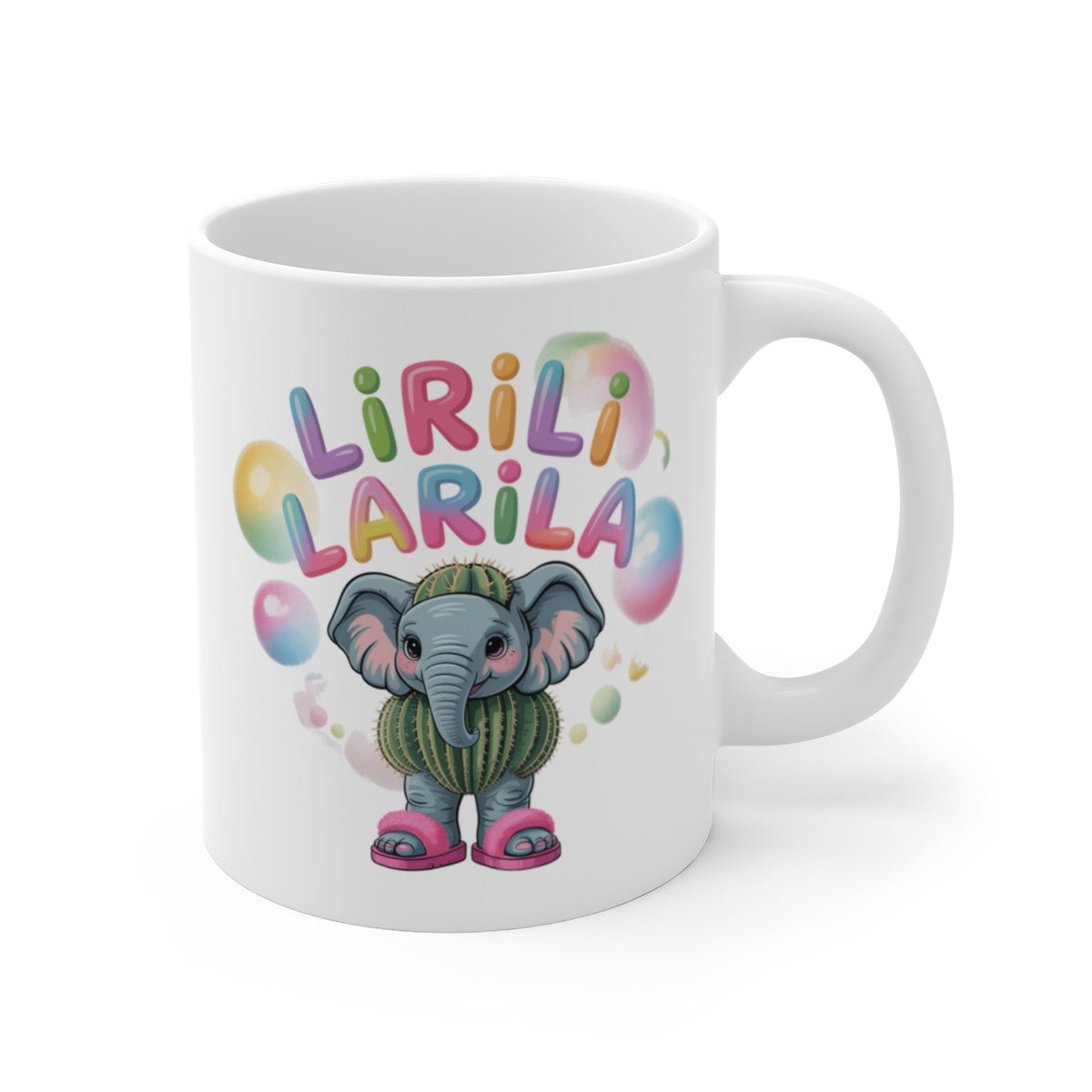 Mug Lirili Larila 325ml – Tasse Éléphant Cactus Rigolo Original Cadeau Humour