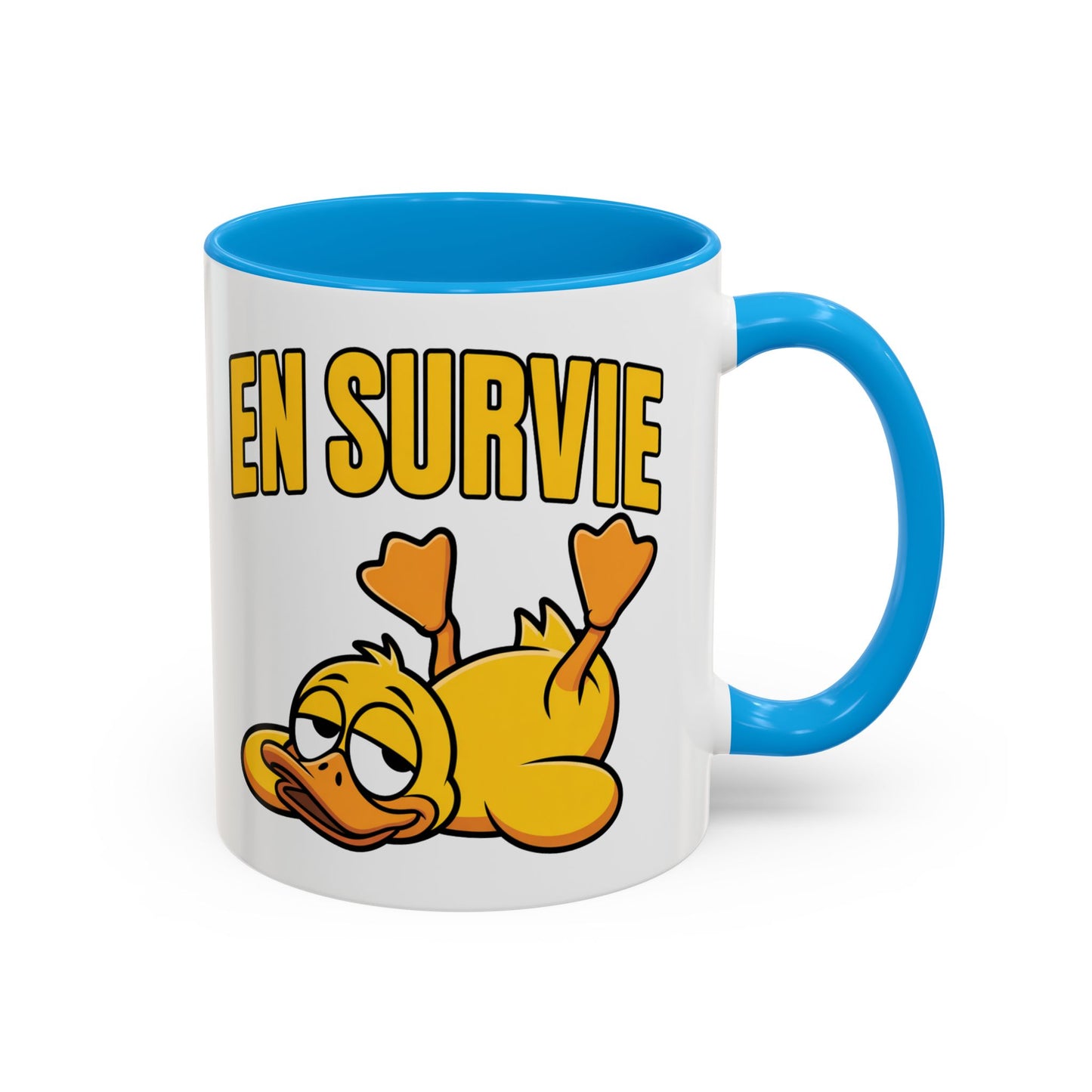 Mug Drôle En Survie – Tasse Humoristique avec Canard Fatigué – Cadeau Humour Bureau Café 325ml