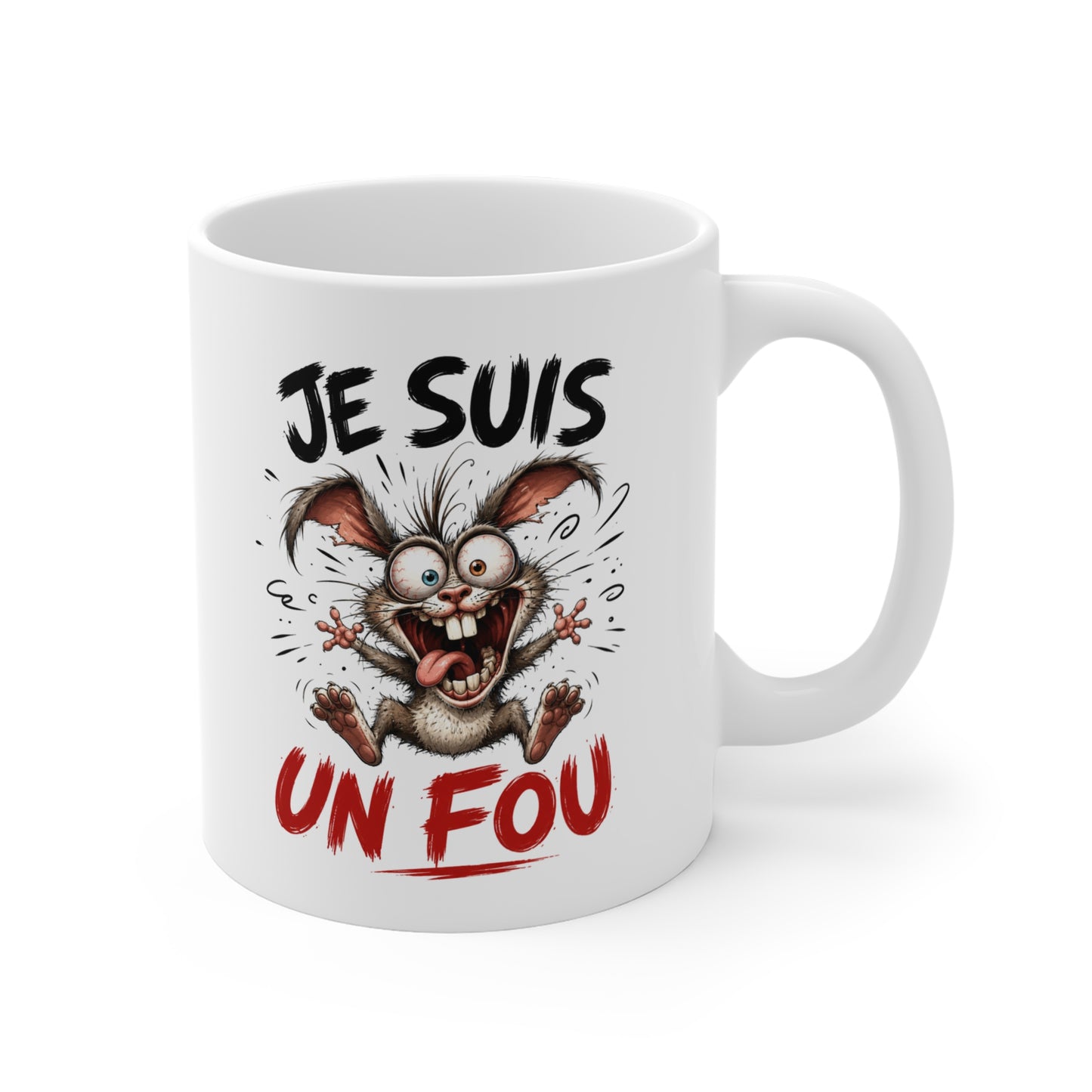 Tasse Je Suis Un Fou – Mug Humour Homme avec Lapin Fou Délirant – Cadeau Drôle Homme 325ml