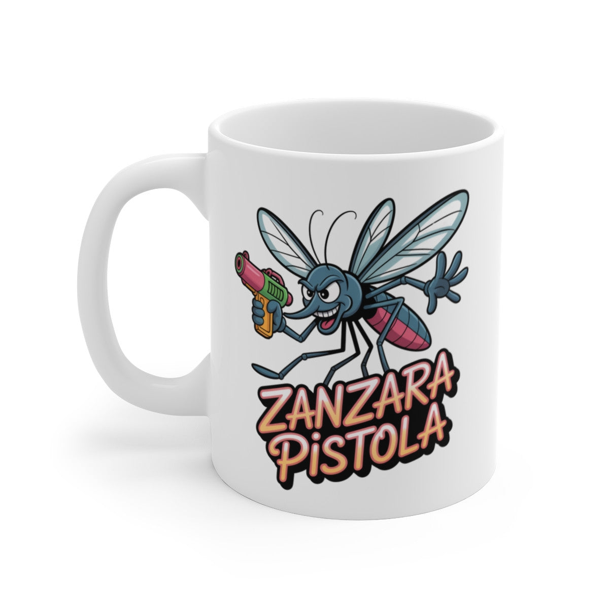 Mug Zanzara Pistola 325ml Tasse Drôle Moustique Cartoon avec Pistolet Idée cadeau