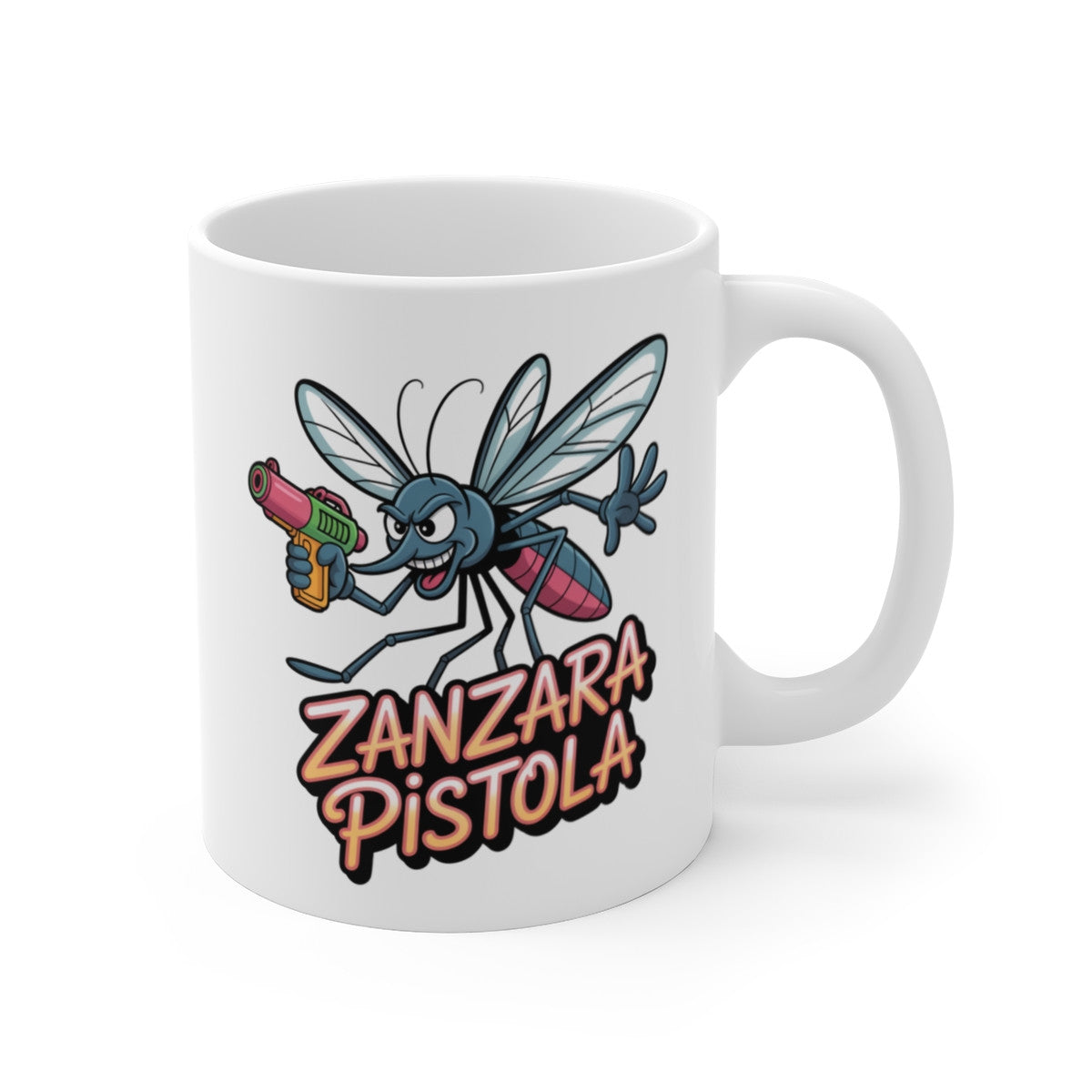 Mug Zanzara Pistola 325ml Tasse Drôle Moustique Cartoon avec Pistolet Idée cadeau