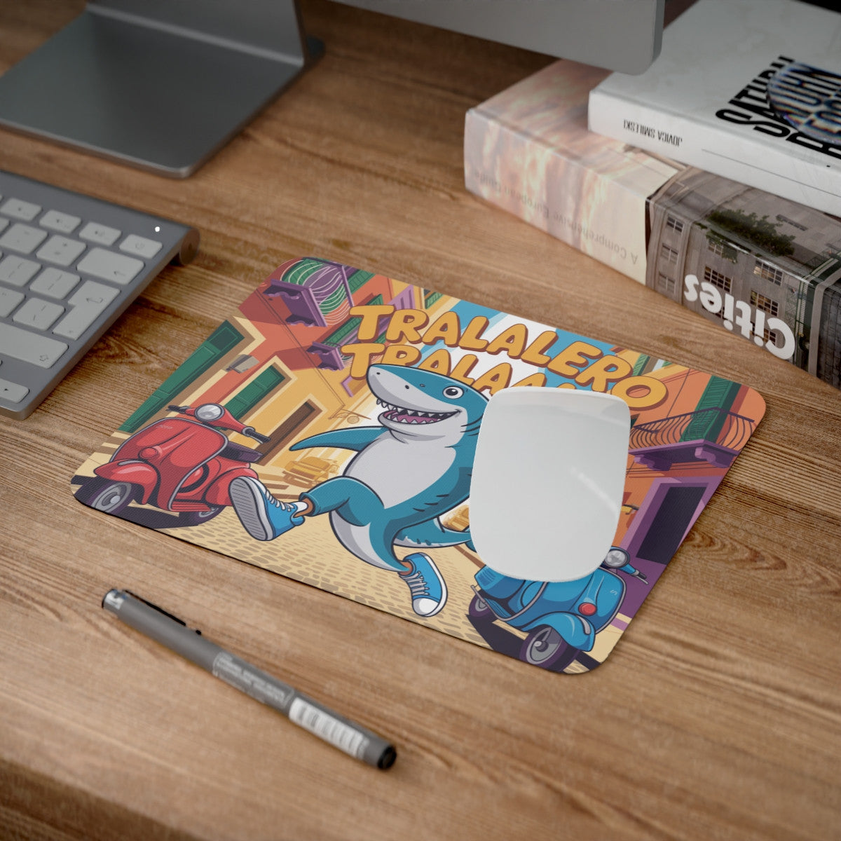 Tapis de Souris Requin Marrant “Tralalero Tralaala” – Requin Bleu qui Danse en Ville