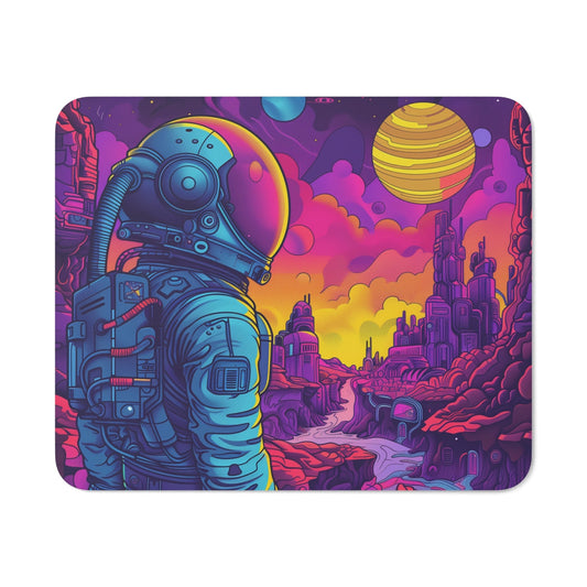 Tapis de Souris Astronaute Néon – Illustration Futuriste Colorée dans l’Espace