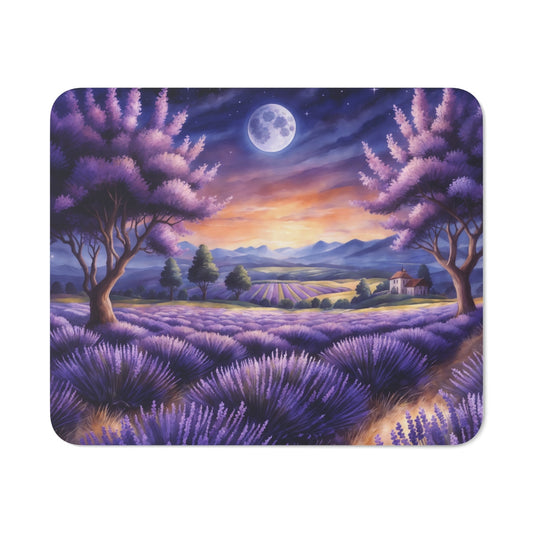 Tapis de Souris Champ de Lavande au Clair de Lune – Paysage Nocturne Poétique & Relaxant