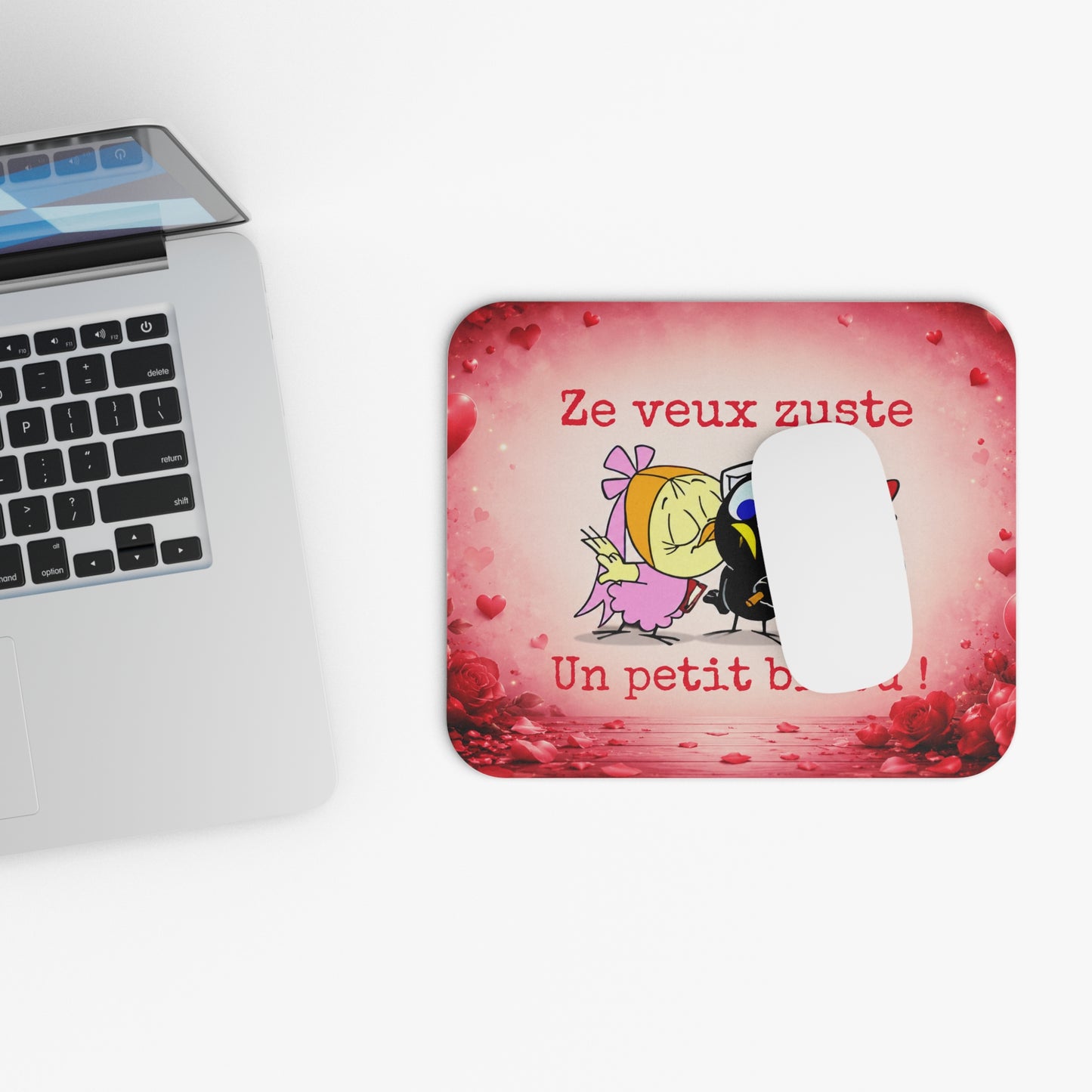 Tapis de Souris  Calimero Ze Veux Zuste Un Petit Bizou – Cadeau Humour Amour Couple – Design Romantique Vintage Homme Femme