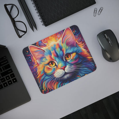 Tapis de Souris Chat Psychédélique Coloré Design Arc-en-Ciel Artistique et Abstrait