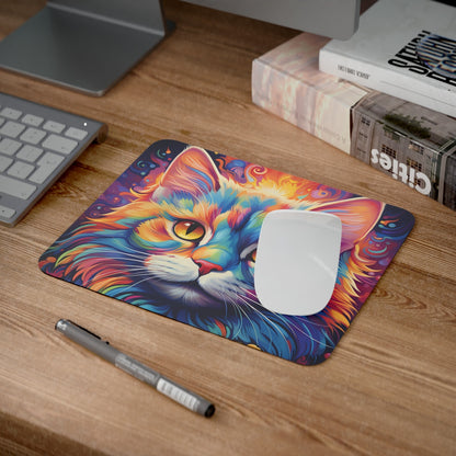 Tapis de Souris Chat Psychédélique Coloré Design Arc-en-Ciel Artistique et Abstrait