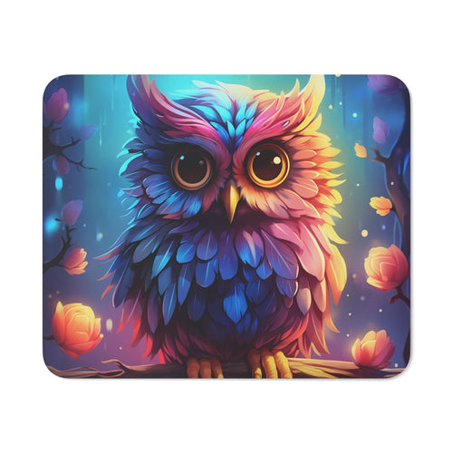 Tapis de Souris Chouette Magique Multicolore Hibou Féerique aux Yeux Géants