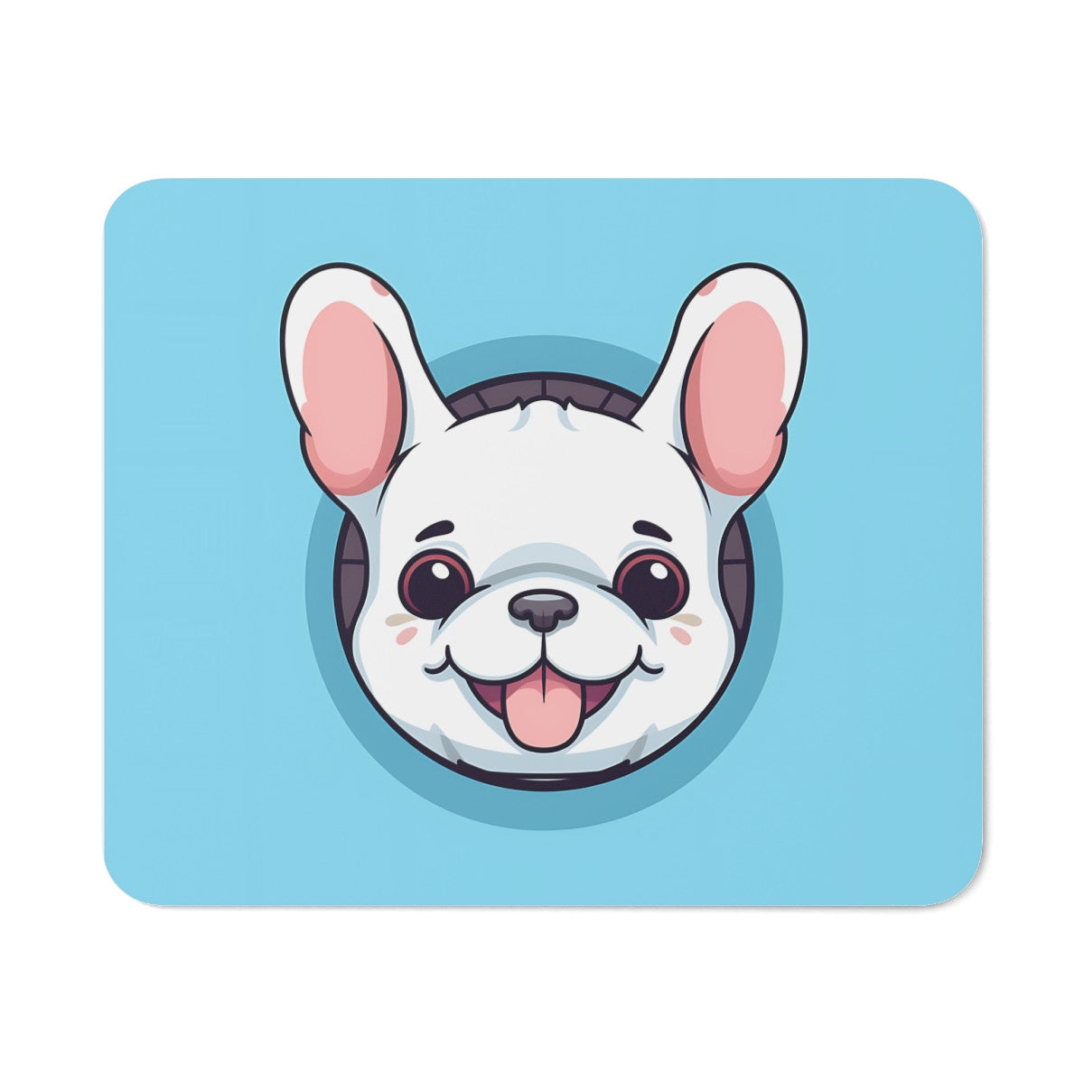 Tapis de Souris Chien Cartoon Mignon Bouledogue Blanc Rigolo Style Kawaii Accessoire Bureau Fun, Gamer ou Cadeau Original