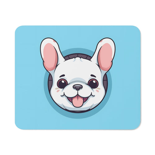 Tapis de Souris Chien Cartoon Mignon Bouledogue Blanc Rigolo Style Kawaii Accessoire Bureau Fun, Gamer ou Cadeau Original