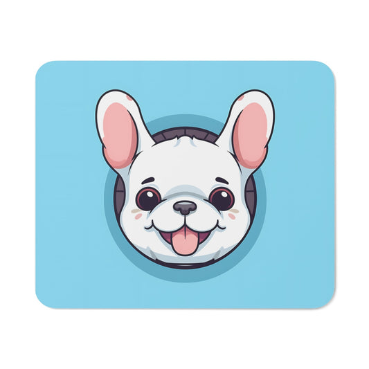 Tapis de Souris Chien Cartoon Mignon Bouledogue Blanc Rigolo Style Kawaii Accessoire Bureau Fun, Gamer ou Cadeau Original