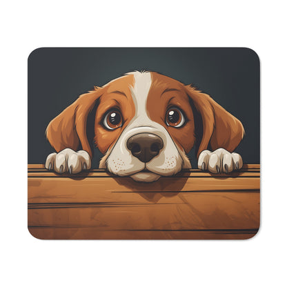 Tapis de Souris Chiot Mignon Beagle Dessin Style Cartoon avec Regard Attendrissant Tapis Gamer, Bureau ou Cadeau Adorable