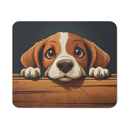 Tapis de Souris Chiot Mignon Beagle Dessin Style Cartoon avec Regard Attendrissant Tapis Gamer, Bureau ou Cadeau Adorable