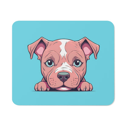 Tapis de Souris Chiot Mignon Bébé Chien Regard Touchant sur Fond Bleu Pastel Accessoire Bureau Kawaii, Gamer ou Cadeau