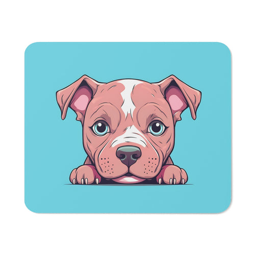 Tapis de Souris Chiot Mignon Bébé Chien Regard Touchant sur Fond Bleu Pastel Accessoire Bureau Kawaii, Gamer ou Cadeau