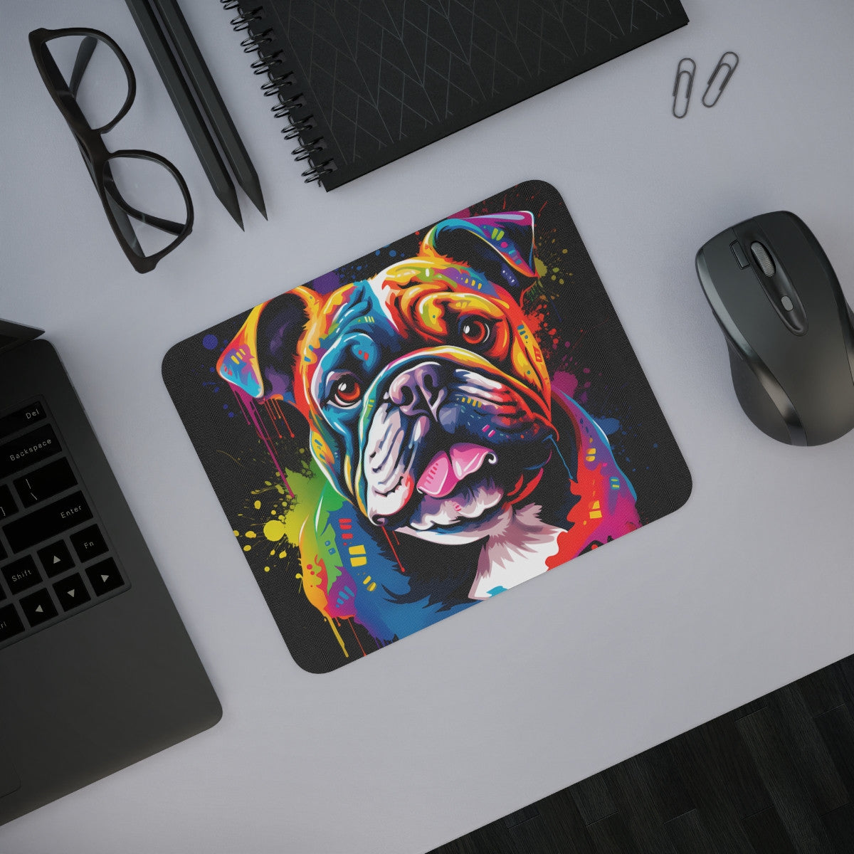 Tapis de Souris Bulldog Coloré Design Street Art Graffiti  Chien Pop Art