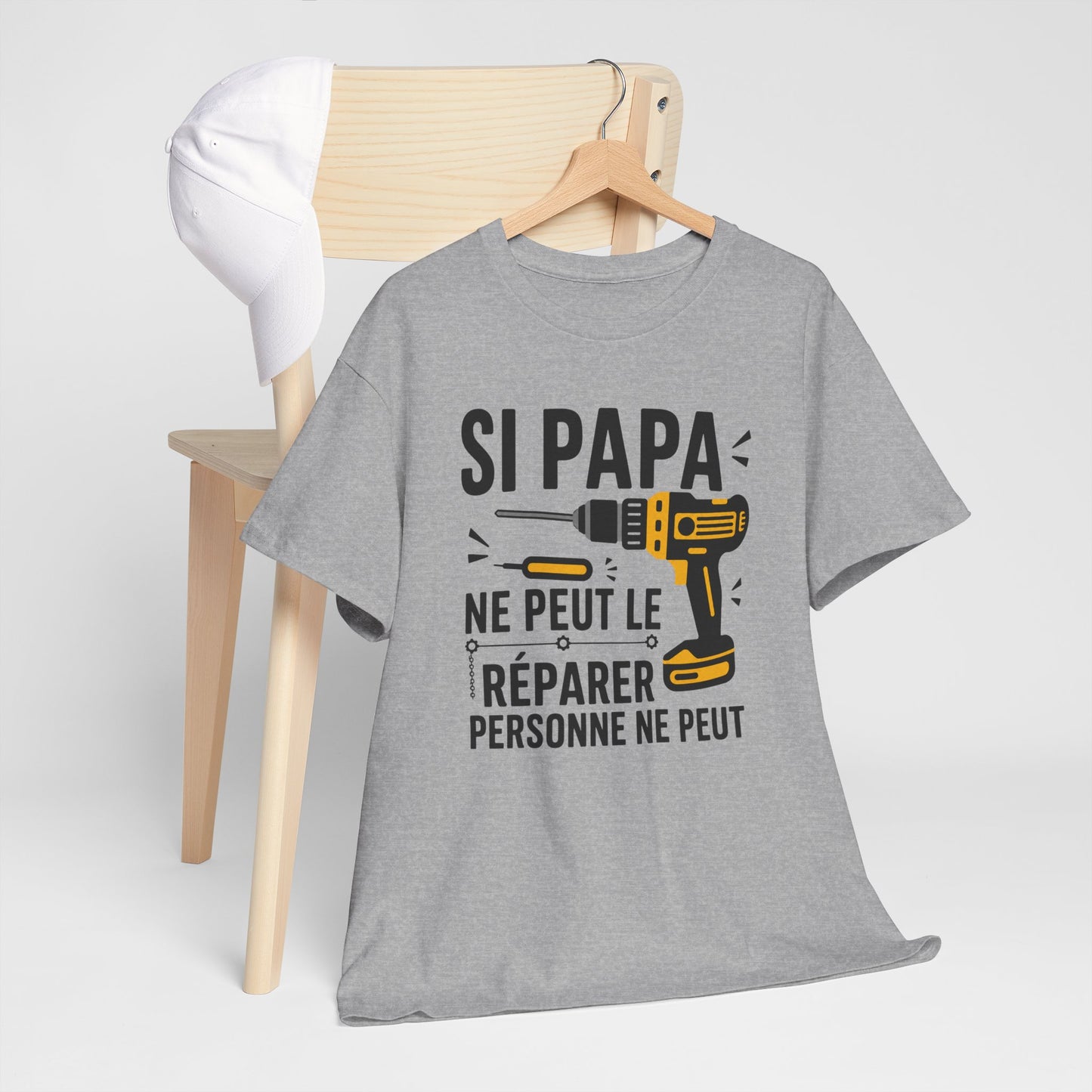 Tee-Shirt Papa Bricoleur Humour – Cadeau Père Bricolage Atelier Outils Perceuse Homme