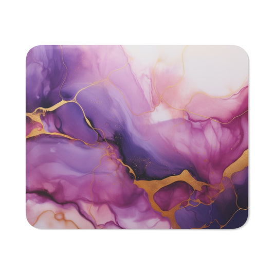 Tapis de Souris Abstrait Violet et Doré Design Luxe Marbré Fluide pour Bureau, Gaming ou Déco Élégante Style Art Moderne Chic