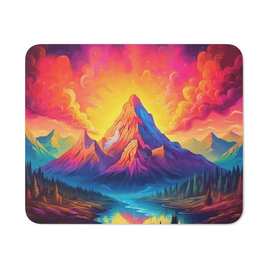 Tapis de Souris Montagne Arc-en-Ciel  Paysage Fantastique et Coloré  Illustration Onirique Accessoire Gaming & Bureau